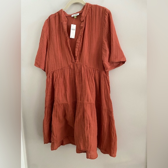 Anthropologie The Kallie Flowy Tunic Dress size M brown color new with tag nwt - Picture 7 of 7